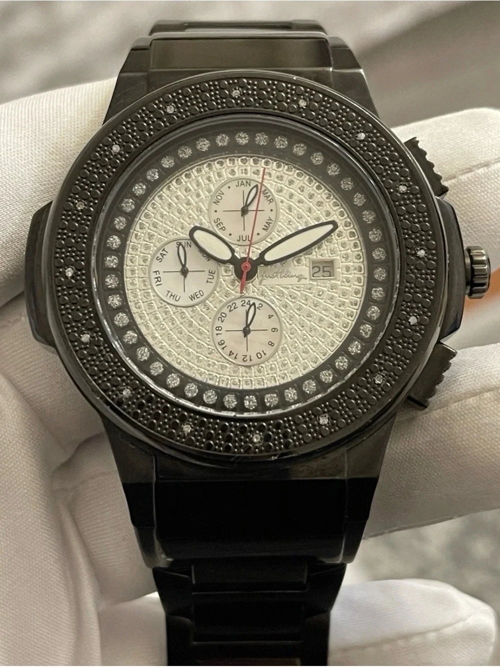 JBW Victory JB-6101 Chronograph Black Diamond 51mm Men’s Swiss Movement Watch